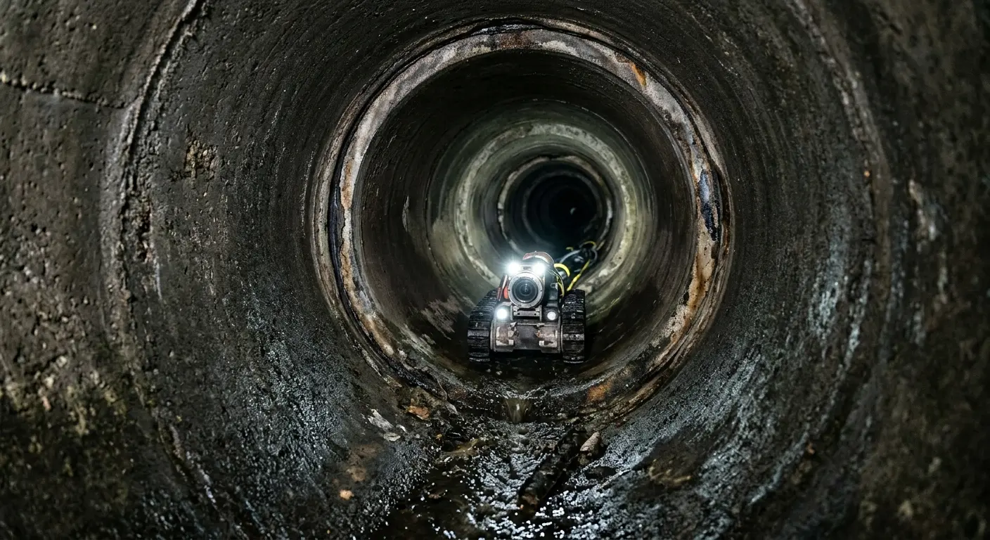 Robotic sewer camera inspecting pipe interior for Sewer Line Repair in Hutto
